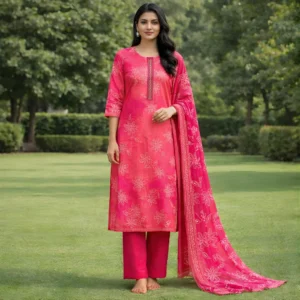 Pink floral print salwar suit for women