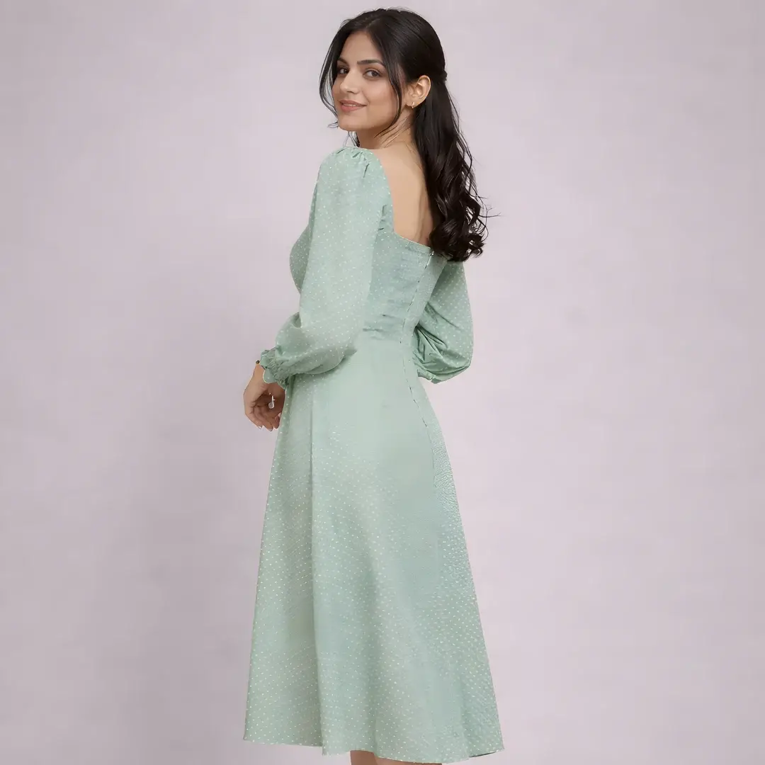 Mint green one piece dress back view for women
