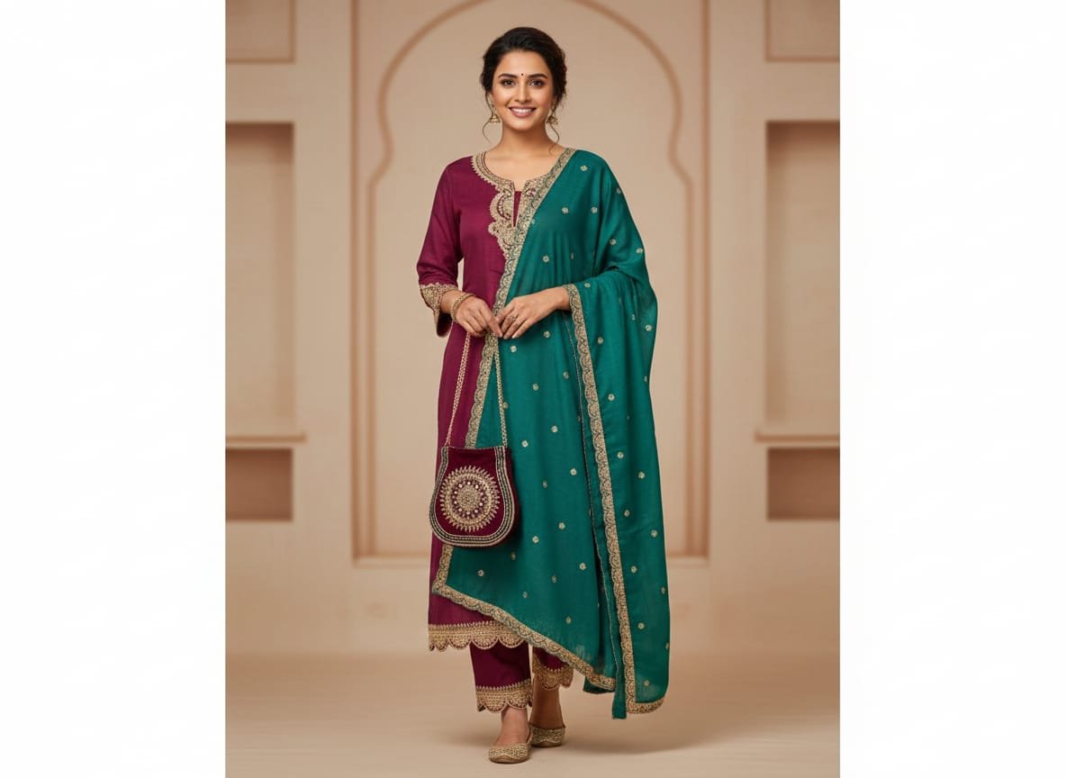 wine-purple-embroidered-co-ord-set-with-teal-dupatta