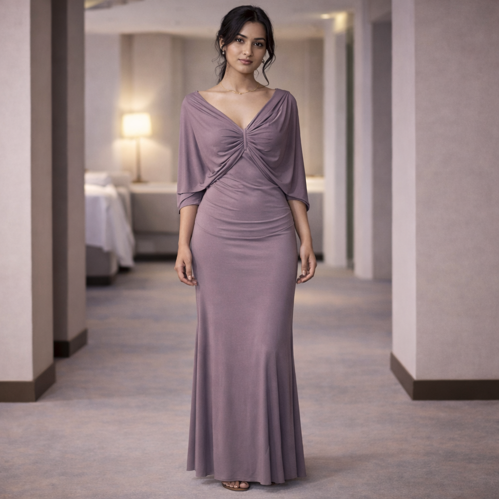 Mauve one piece bodycon maxi dress for women front view